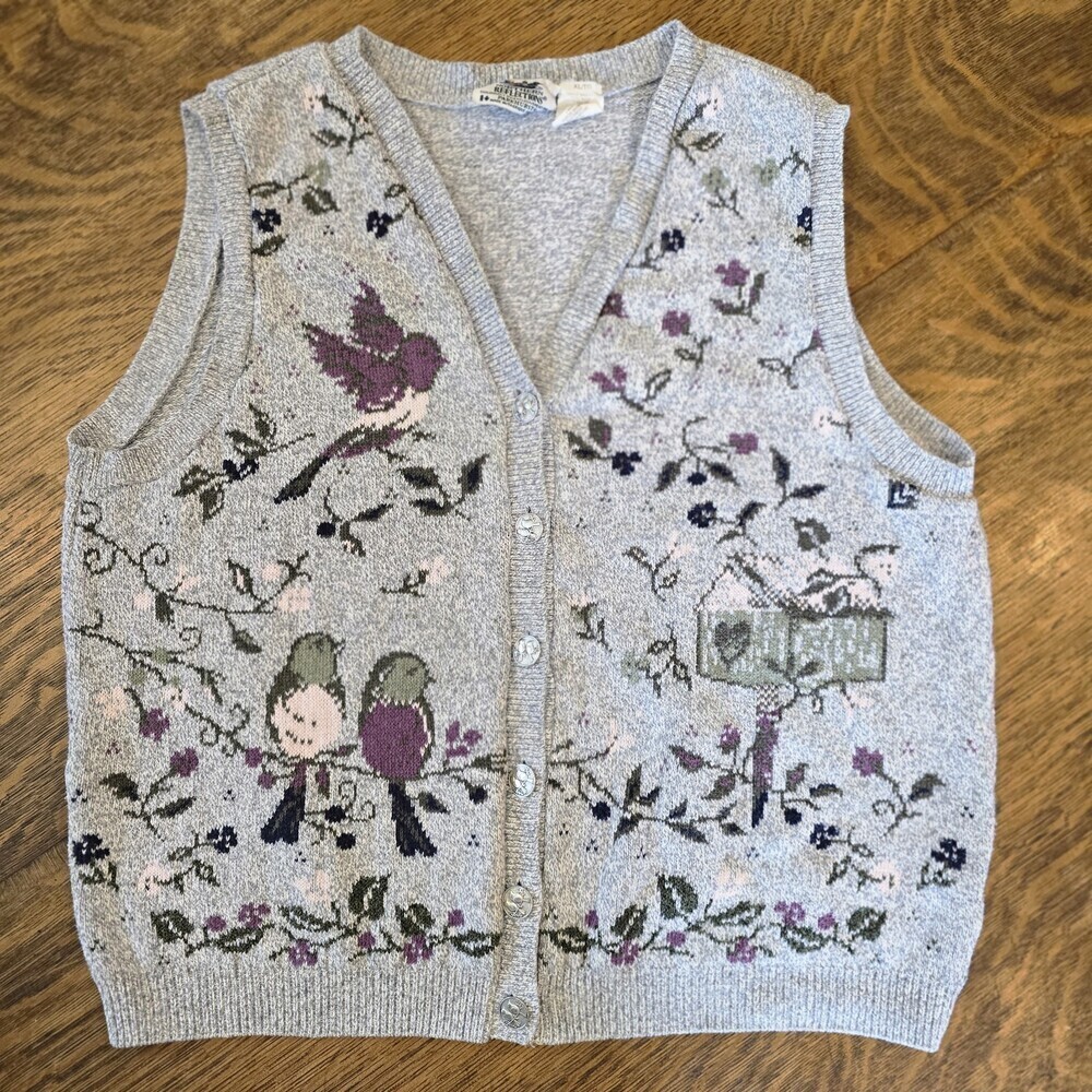Vintage Northern Reflections Bird Knit Sweater XL Parkhurst 90s Cottagecore